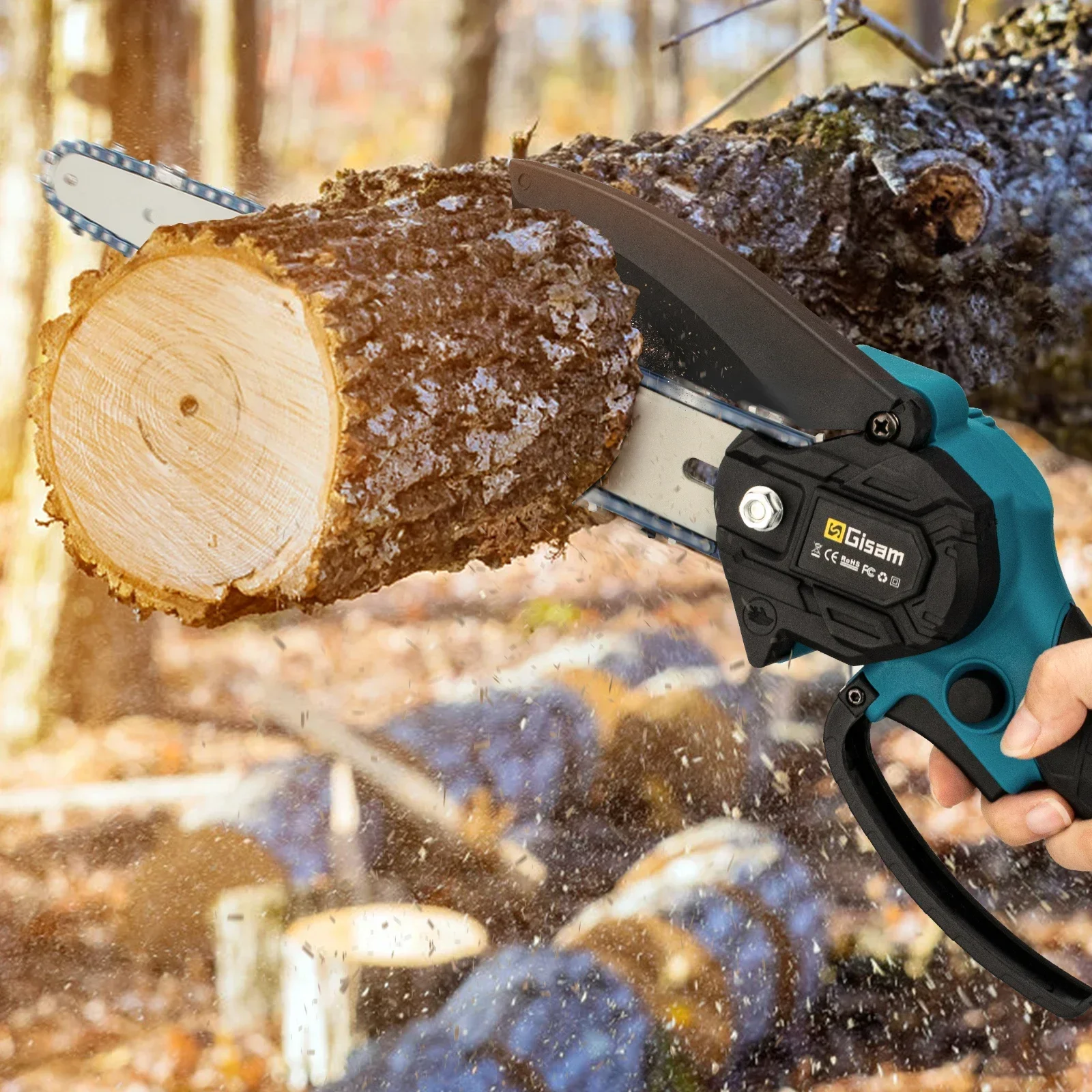 8 นิ้วBrushlessเลื่อยไฟฟ้ามือถือแบบพกพาไม้เข้าสู่ระบบChainsaw Garden Pruningไม้เครื่องมือสําหรับMakita 18Vแบตเตอรี่