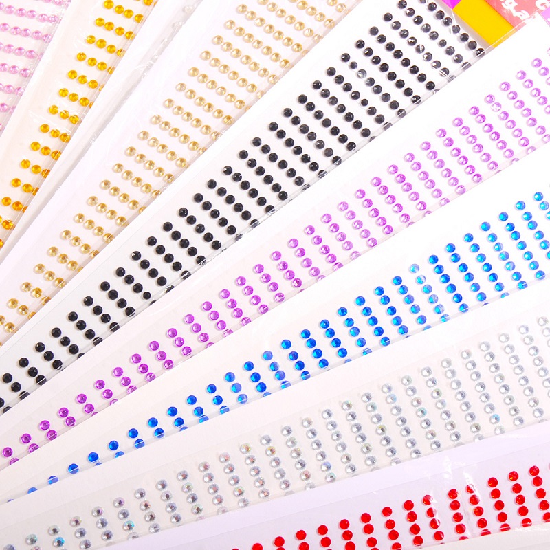 ใหม่ 3 มม.Rhinestones สําหรับแต่งหน้าคริสตัล Bright Face เครื่องประดับอัญมณีสติกเกอร์เด็กสติกเกอร์กาว Glitters สําหรับ Face