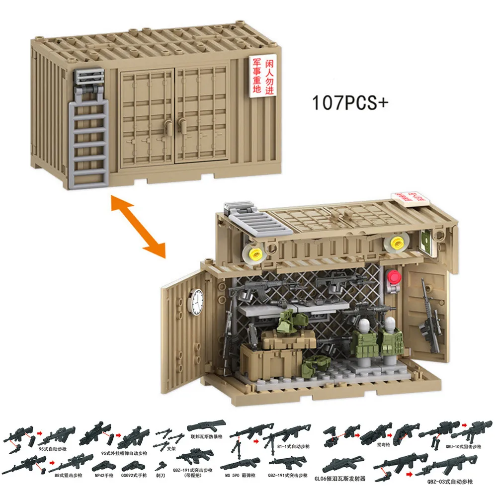 World War 2 WW2 กองทัพทหารทหาร SWAT ตํารวจคอนเทนเนอร์อาวุธ CANNON ฐานชุด Building Blocks อิฐของเล่นเด็ก