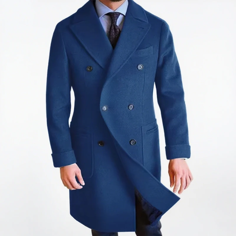 2025 nuevo abrigo de lana para hombre, abrigo de invierno con solapa larga y doble botonadura para hombre, moda informal, cómodo, delgado, personalizado, de alta calidad