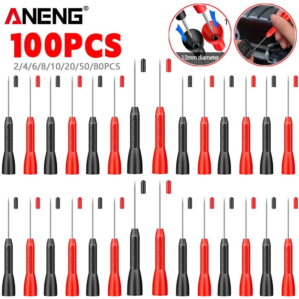 2-100PCS ANENG PT2002 izolacja igła do przekłuwania nieniszczący multimetr sondy pomiarowe czerwony/czarny 600V 10A narzędzie diagnostyczne