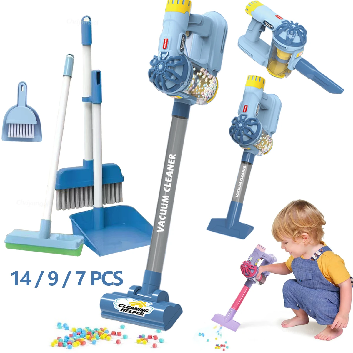 Set di giocattoli per aspirapolvere elettrico per simulazione di bambini, giochi di ruolo per le pulizie, giocattoli educativi per i più piccoli, regalo perfetto per ragazze e ragazzi
