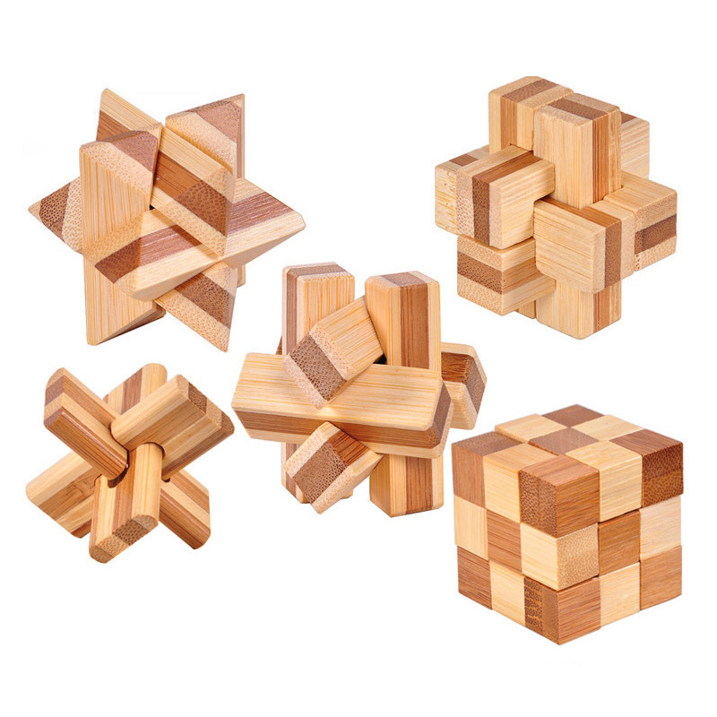 Holz Kong Ming Lock Lu Ban Lock IQ Brain Teaser Lernspielzeug für Kinder Kinder Montessori 3D Puzzles Spiel Entsperren Spielzeug Erwachsene