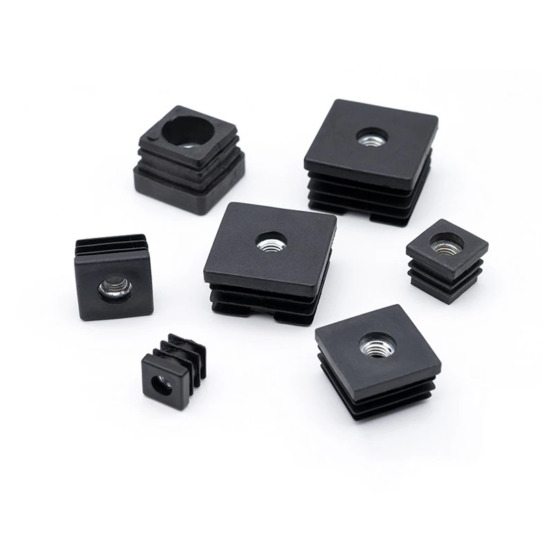 สีดําสแควร์/รอบพลาสติกขาเฟอร์นิเจอร์ท่อปลั๊ก NUT Hole Blanking End ฝาครอบเก้าอี้ขาเฟอร์นิเจอร์ Leveling ฟุต