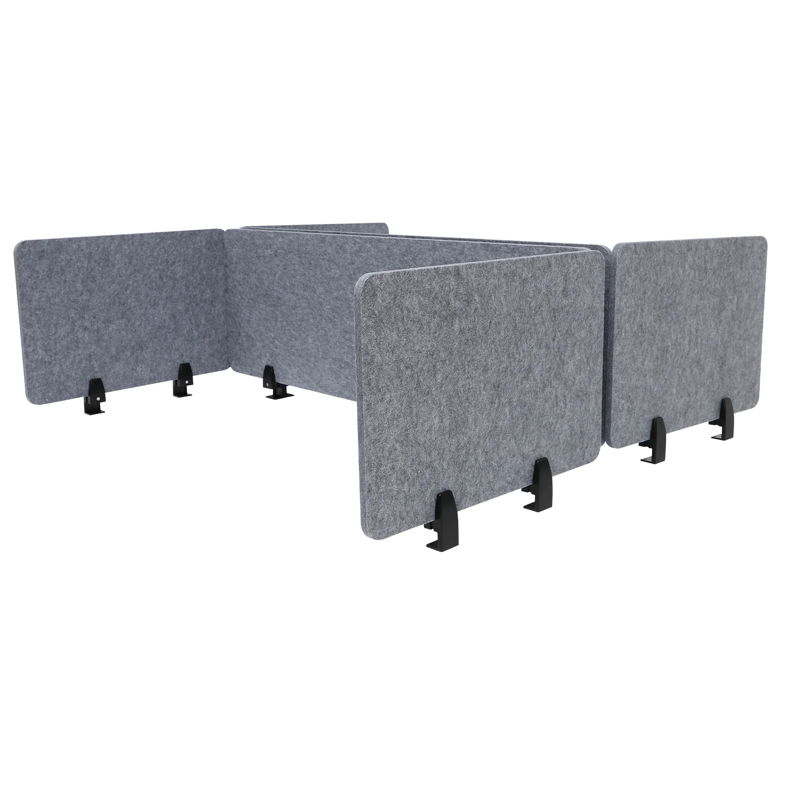 Stand Up Desk Acoustic Divider (Gray) | 47.25"x16" & 23.6"x16", Clamp-On, Polyester Fiber, Noise Reduction