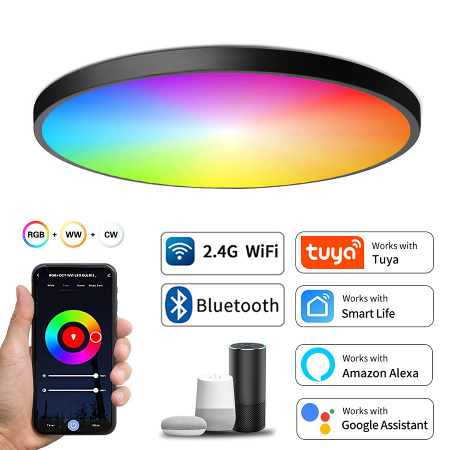 Tuya Smart WiFi BLE LED Decke Licht AC 220V 24W RGBCW Runde Decke Lampe Innen Beleuchtung APP Alexa geogle Hause Voice Control