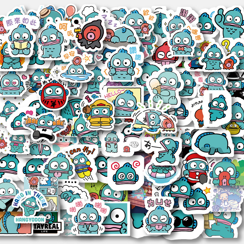 96 pçs hangyodon adesivos dos desenhos animados bonito mão contabilidade adesivos copo de água decorativo das crianças diy álbum adesivos brinquedos