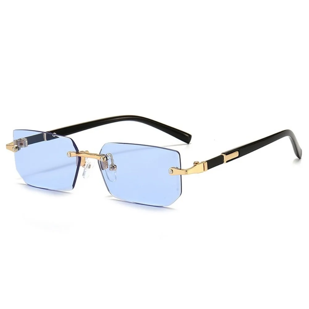 Óculos de sol sem aro para homens e mulheres, óculos de sol retangular sem moldura, retrô, para viagem de verão, uv400