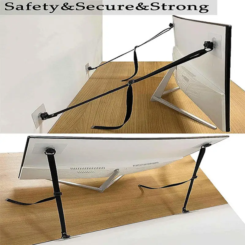 2Pcs TV Safety Belt Screen Seismic Strap Shockproof Adjustable Tilt Furniture Anchor Suitable For TV Cabinets or Desks