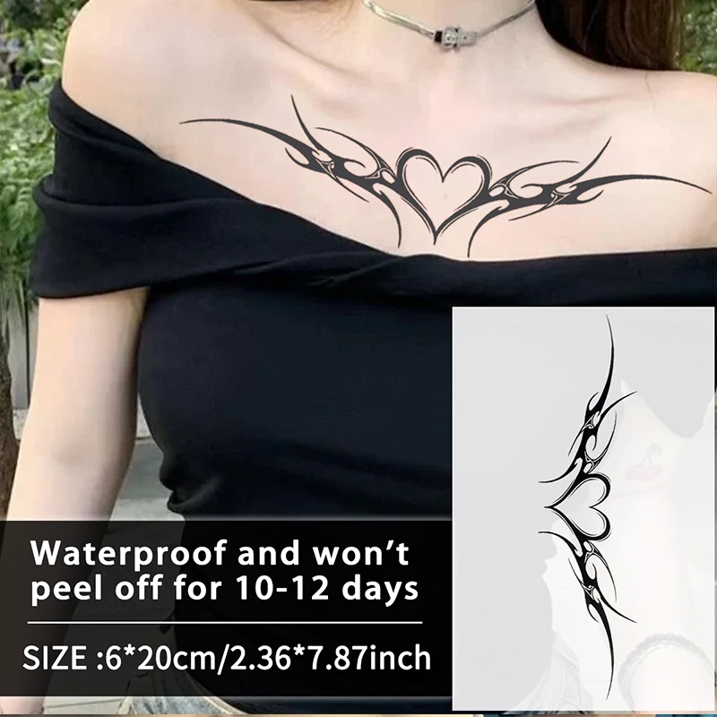 1 Stück Herz Succubus 1 Stück wasserdichte temporäre Tattoo-Aufkleber, langlebig, wasserdicht für ein bis zwei Wochen, für Arm, Bein.