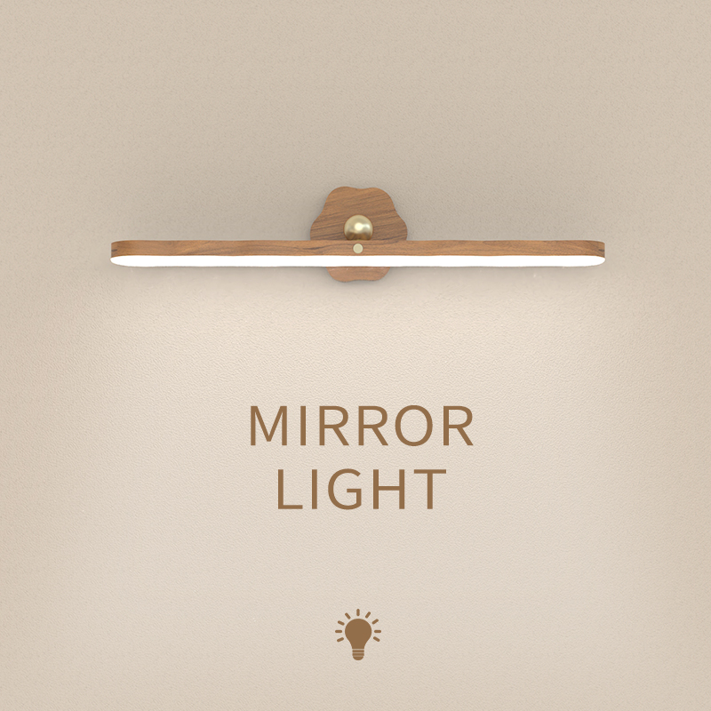 Lampada da parete magnetica ricaricabile portatile con luce di riempimento frontale a specchio per luce notturna a LED in legno per interruttore tattile per lampada da comodino camera da letto