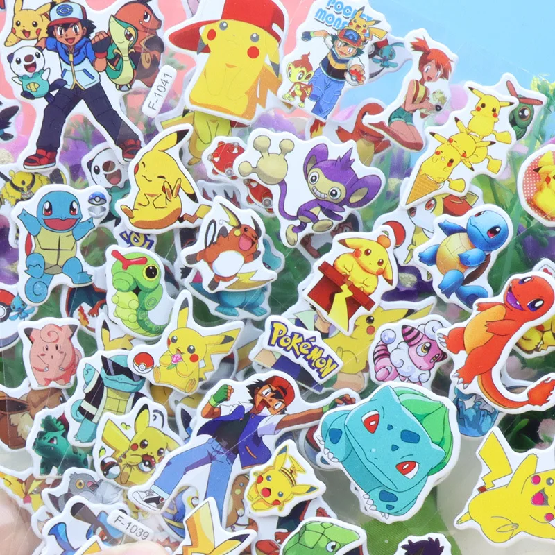สติกเกอร์โปเกมอนน่ารัก 12 แผ่น สติกเกอร์ 3 มิติ ลายปิกาจู ของเล่นเด็ก การ์ตูน สติกเกอร์แบบนูน ของรางวัล ของขวัญ