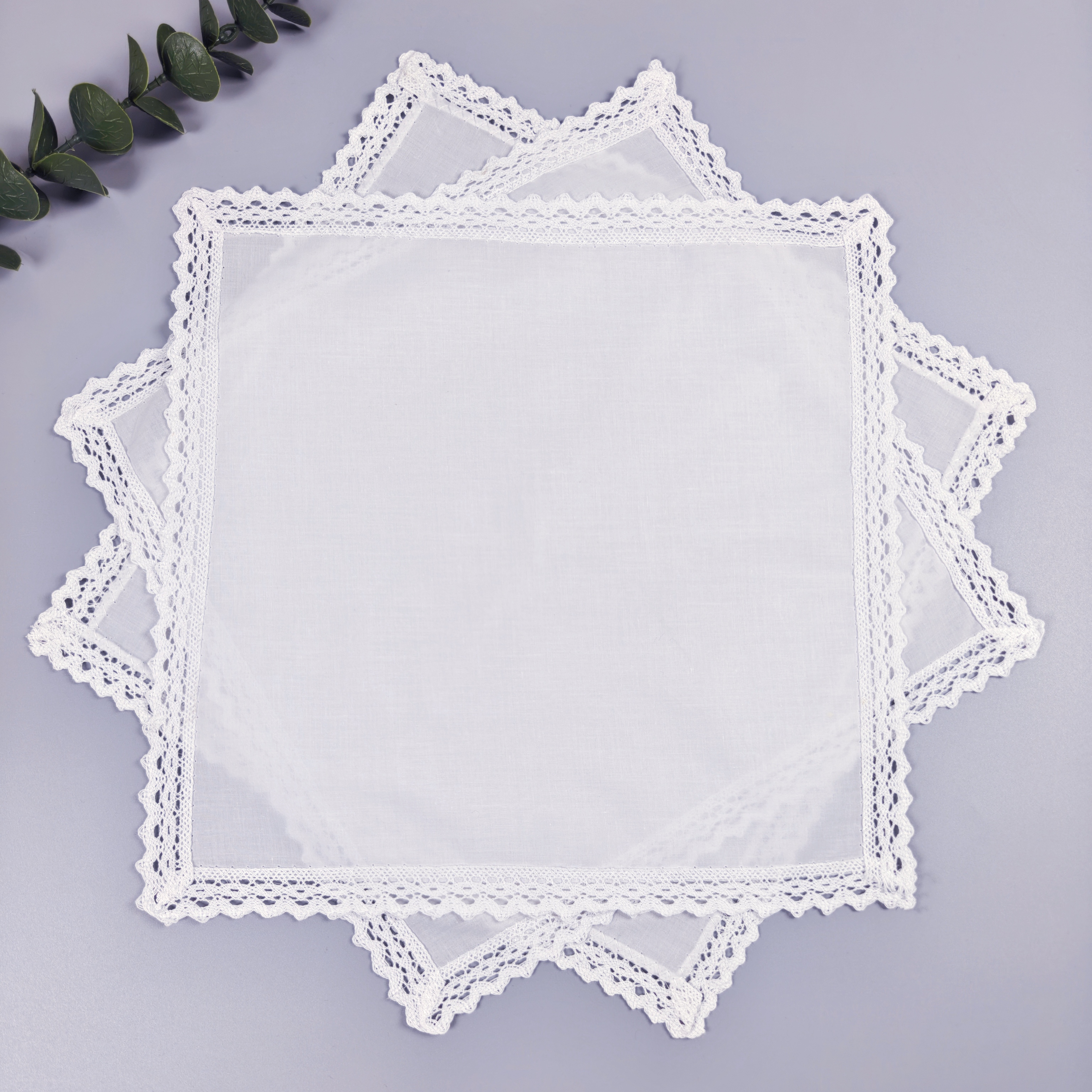 Hochzeitsaison 3PCs reine weiße Spitze reine Baumwolle glückliches Taschentuch, um Freunde zu schicken, um Mama 28cm/11 Zoll dünn zu schicken.