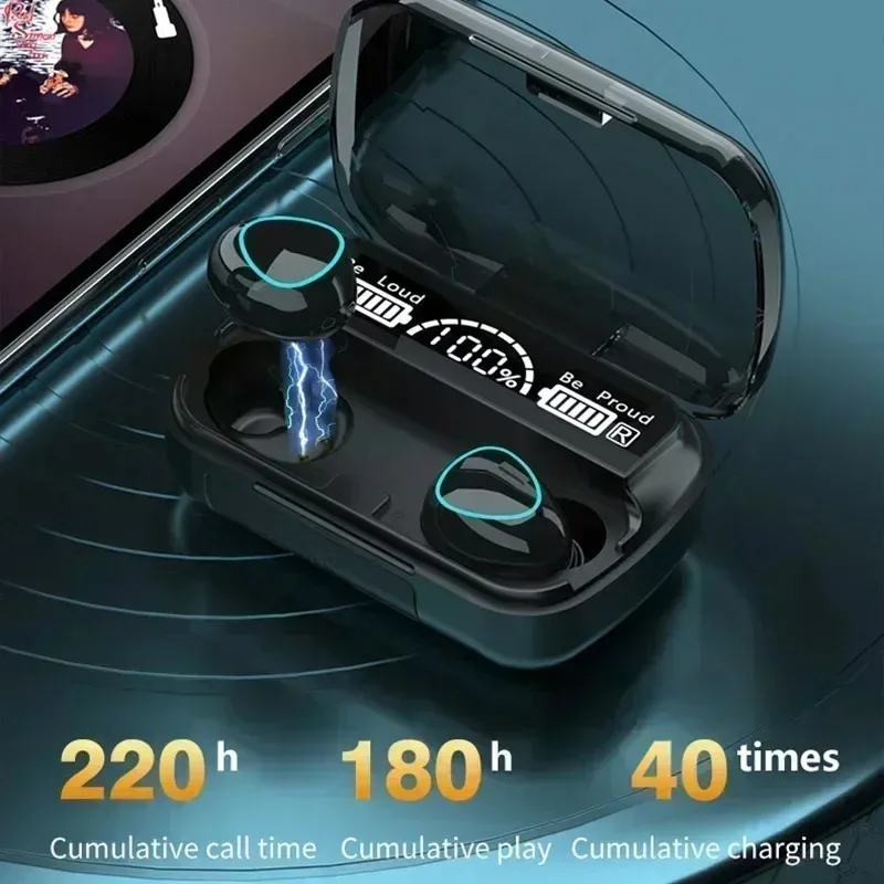 Auriculares Bluetooth M10, auriculares manos libres con pantalla LED, auriculares inalámbricos Bluetooth, auriculares impermeables para juegos