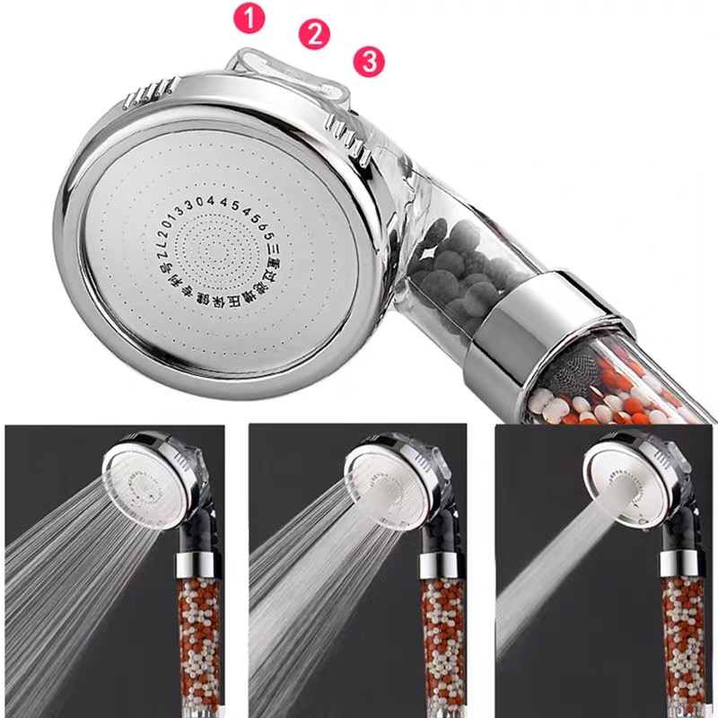 Zhangji 3 funções de alta pressão spa cabeça chuveiro poupança água handheld chuvas acessório do banheiro filtro ânion chuveiro