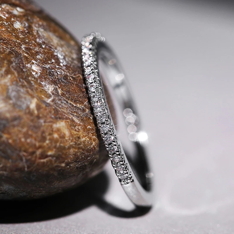 925 Sterling Silver Crystal Casamento e Anéis de Noivado para Mulheres, Moda Feminina Jóias, Presente Do Dia Dos Namorados, Atacado