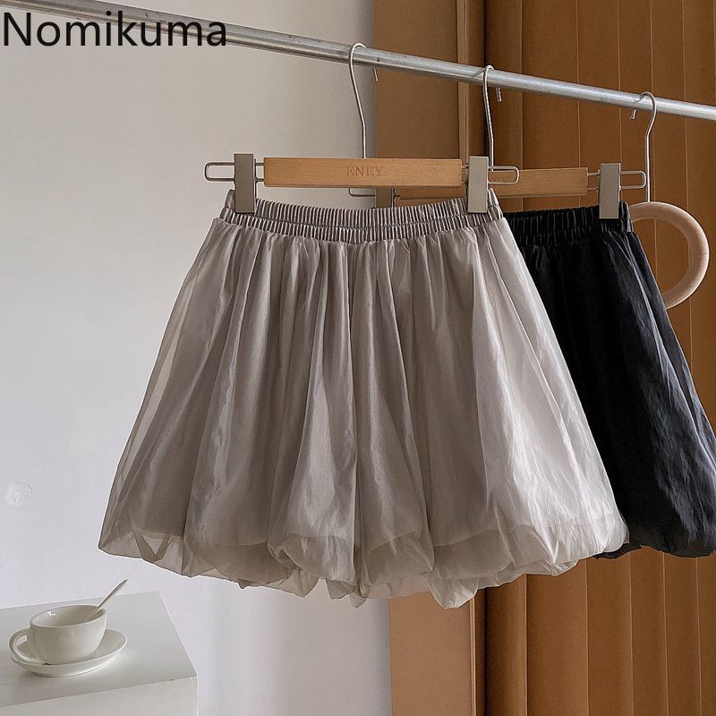 2024 Pantalones Cortos De Mujer Sommer Shorts für Frauen Neue Böden Hohe Taille Feste Beiläufige Kurze Mujer Chiffon Breite Bein Hosen