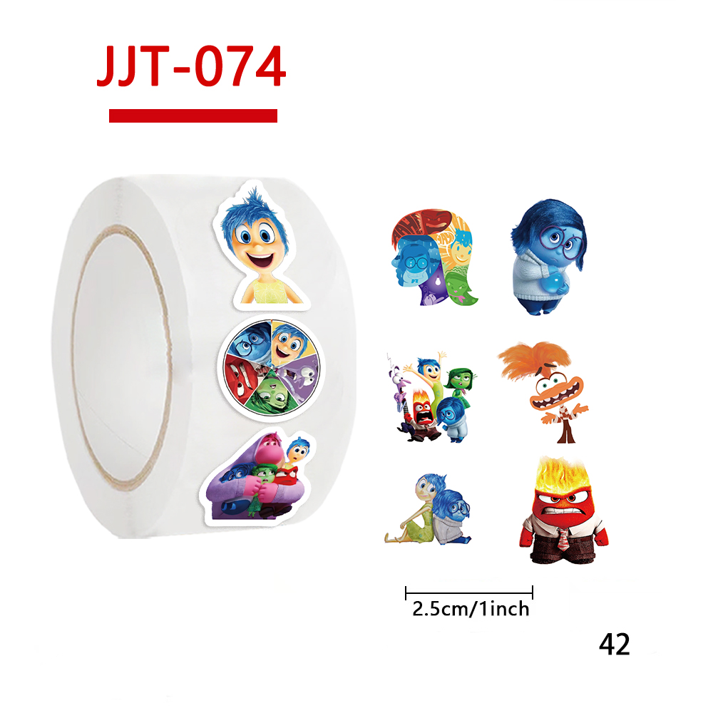 500 pçs/rolo disney dentro para fora dos desenhos animados adesivos de vedação criatividade diy pvc portátil decalques decoração stiker recompensa presente brinquedos