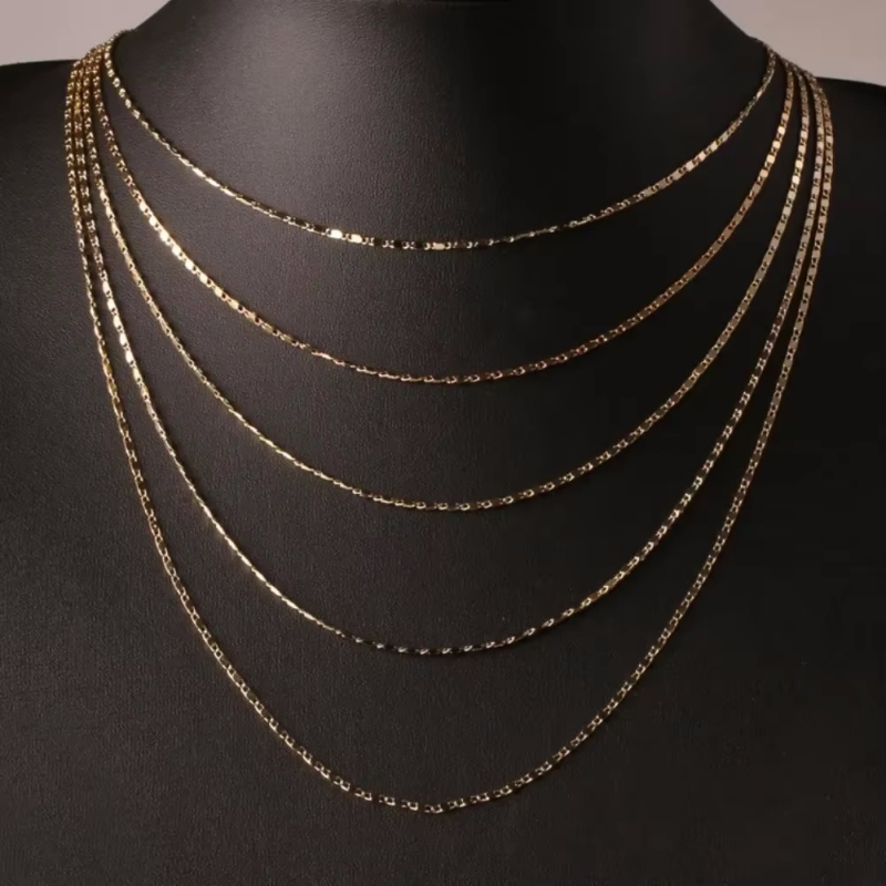 40-75cm 18k 금 925 스털링 실버 참 2mm 플랫 체인 목걸이 여성 남성용 럭셔리 패션 파티 웨딩 주얼리