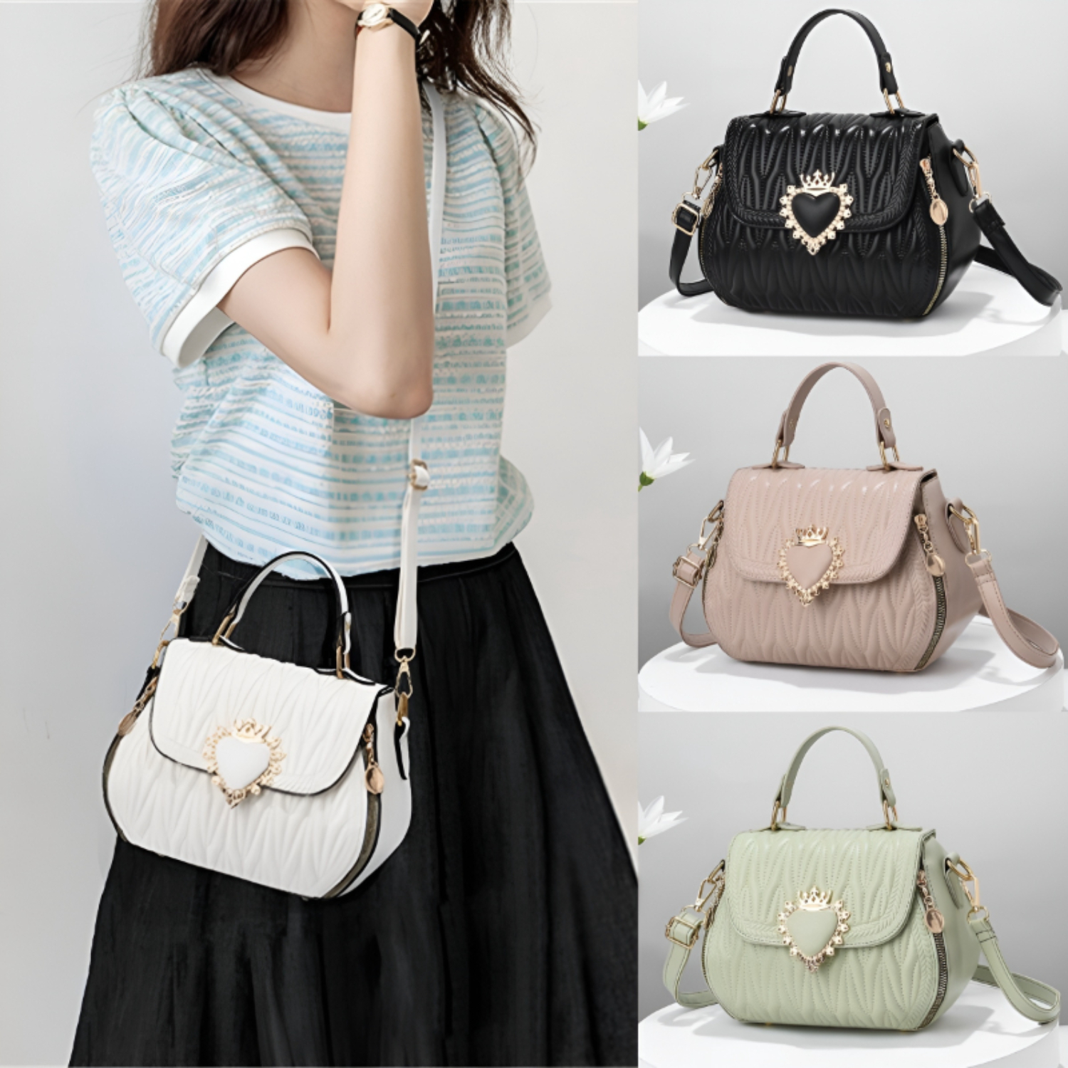 Bolsa crossbody acolchoada, bolsa de ombro, bolsa e bolsa casual feminina