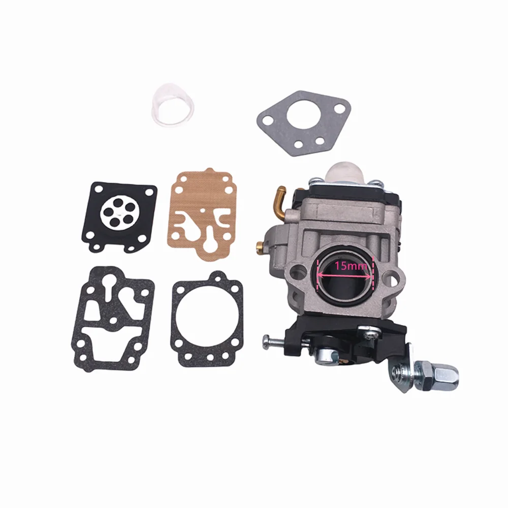 15mm Carburetor Kit For Brushcutter 43cc 49cc 52cc Brush Cutter with Seal Hose Spark Plug Petrol Filter Replacement Parts