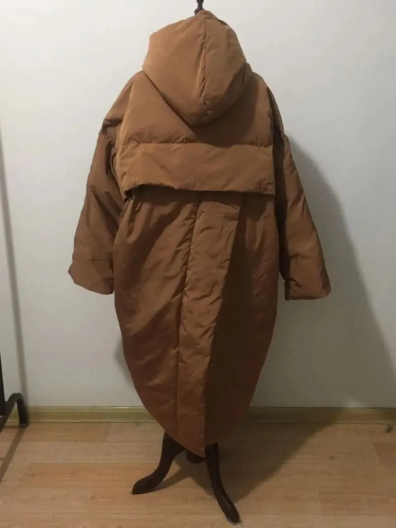 เสื้อโค้ทขนเป็ด7XL อบอุ่นทรงโอเวอร์ไซซ์สำหรับฤดูหนาวแจ็คเก็ตขนเป็ดมีฮู้ดอบอุ่นทรงโคคูนหนาอบอุ่น F192ใส่ได้110กก.