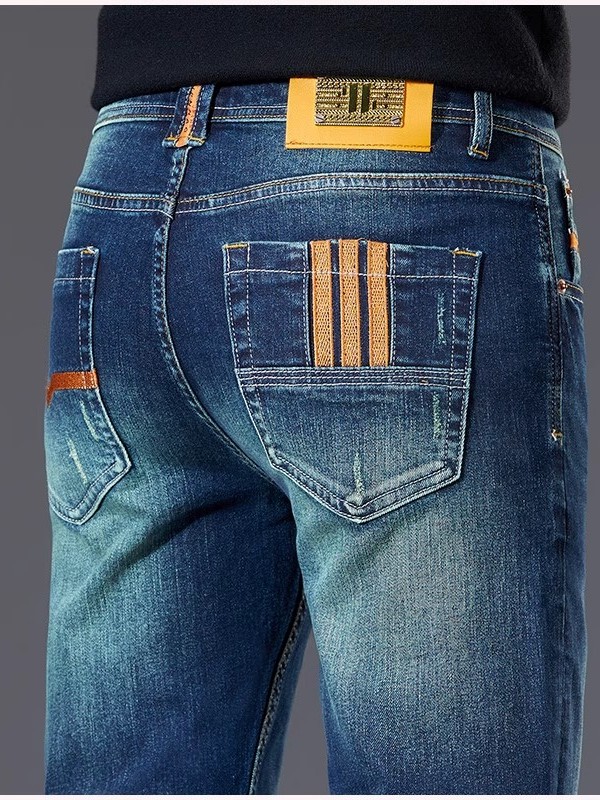 Calças Jeans Slim Fit Masculinas Verde Esmeralda Es Marca de Luxo Alta Qualidade Resistente a Manchas com Zíper na Cin...