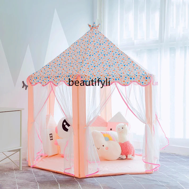 子供のための六角形の王女の家,屋内の家族のプレイハウス,大きな通気性のあるおもちゃ,男の子と女の子