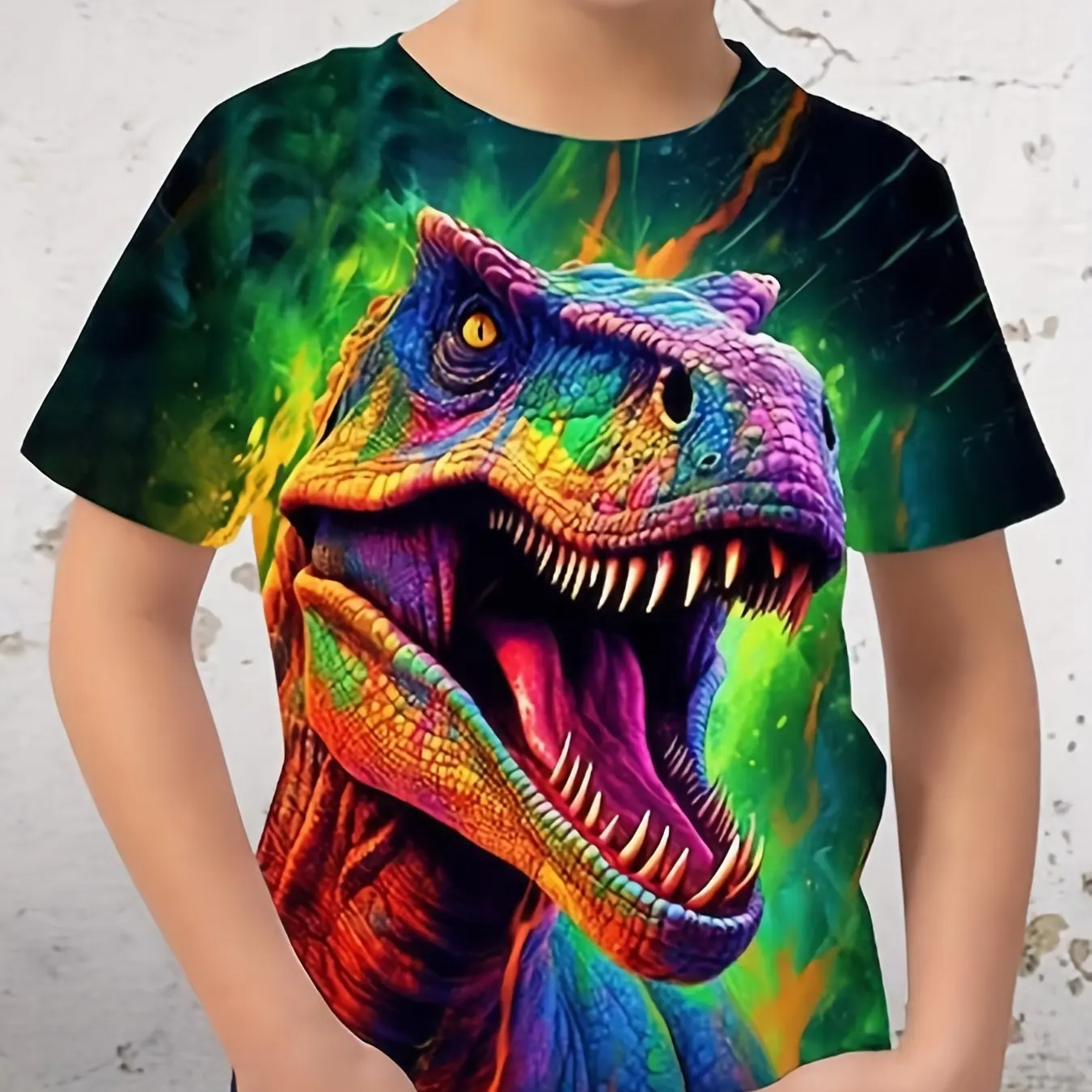 เสื้อผ้าเด็กเสื้อผ้าเด็กเสื้อยืดแขนสั้นเด็กเสื้อยืด 3D ไดโนเสาร์พิมพ์สบายๆเด็กเสื้อผ้าฤดูร้อนเสื้อผ้าเด็กหญิง Tops TEE