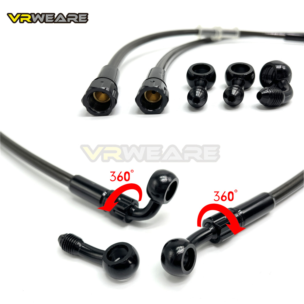 オートバイブレーキホースステンレス鋼編組ブレーキライン 360 度回転可能なバンジョー付き ATV ピットダートストリートレーシングバイクに適合