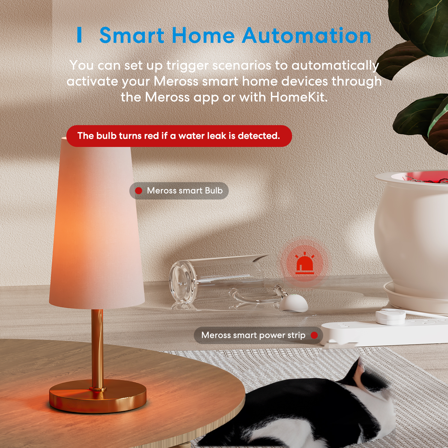 Meross HomeKit WiFi Smart Wasserlecksensor Drahtloser Detektor Wasserleckalarm Sicherheit Funktioniert mit Alexa SmartThings