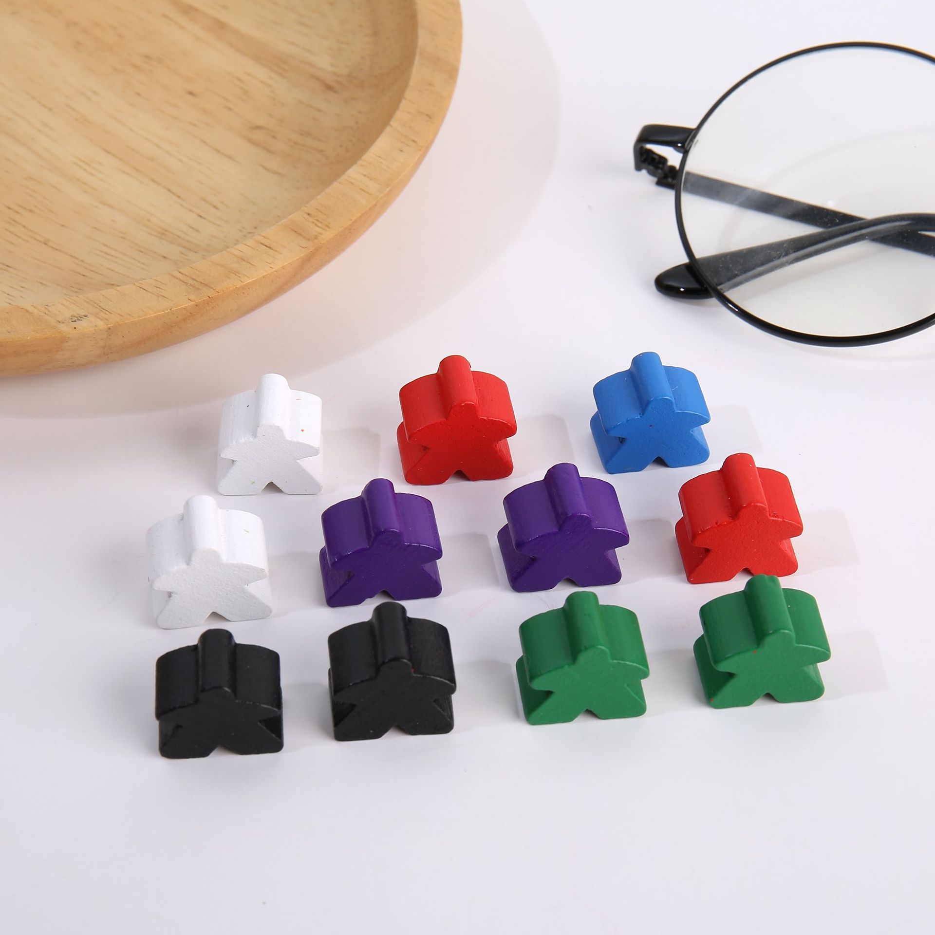 14PCS Wooden Humanoid Pawn Chess Pieces Standard Size 16mm For Board Game Accessories 14 Colors