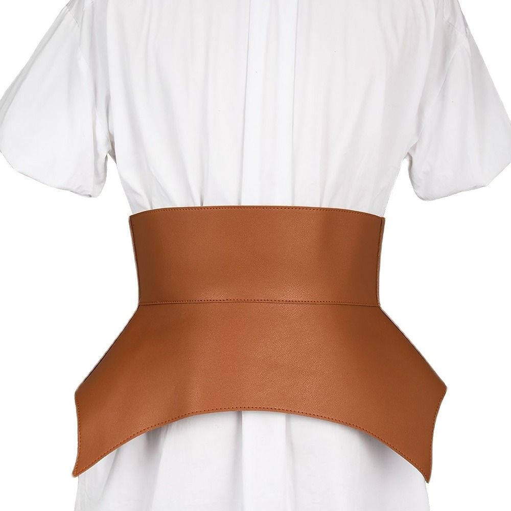 Cinturones irregulares de cuero Pu para mujer, falda larga y ancha de estilo Punk, abrigo de vestir, cinturilla elástica, corsé negro y marrón a la moda, 1 unidad