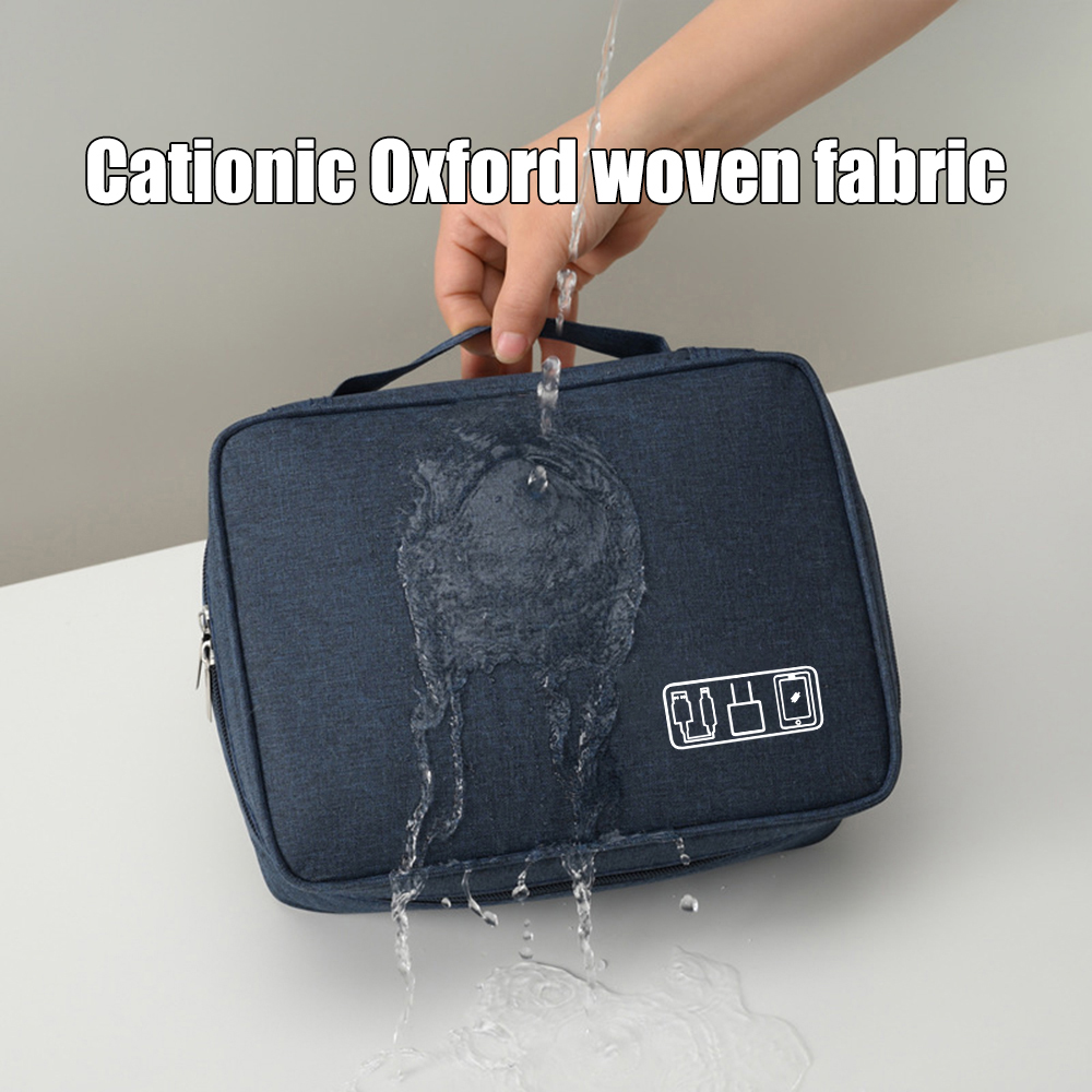 Czarna torba do przechowywania elektronicznych akcesoriów z tkaniny Oxford, torba podróżna Cube, przenośny kabel do transmisji danych, torba z organizerem na słuchawki, artykuły biurowe