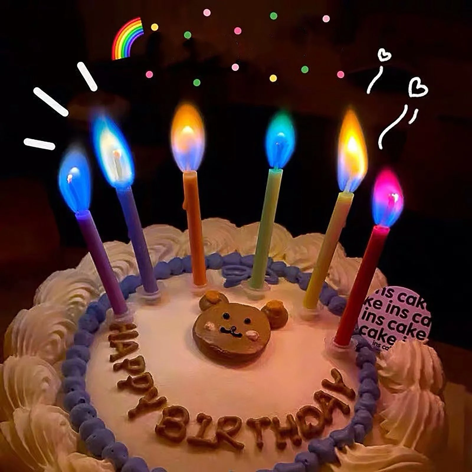 マルチカラーの炎キャンドルカラフルな 6/12 ピース/パックウェディングパーティー誕生日ケーキキャンドル装飾パーティー用品子供のための