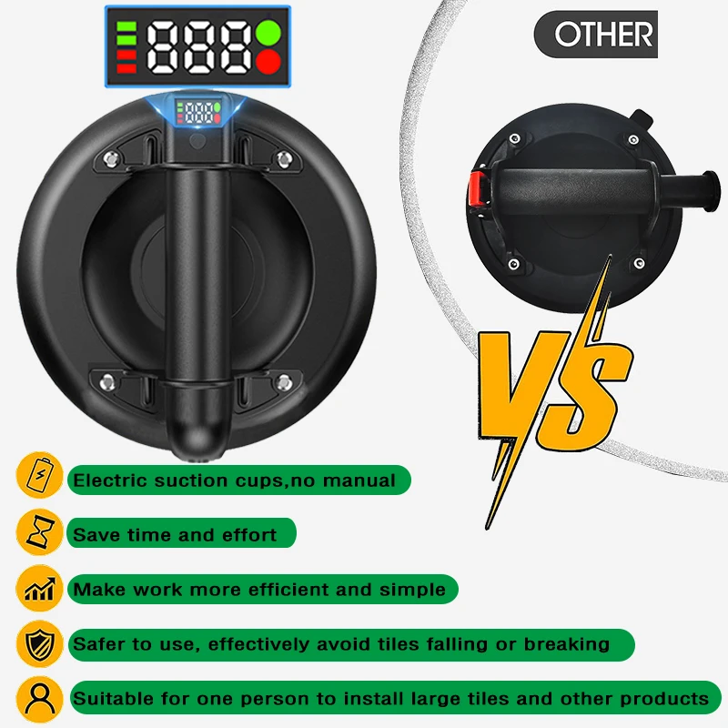 Electric Vacuum Suction Cup 8 Inch 200kg Bearing Capacity Heavy Duty Vacuum Lifter for Granite Tile Glass Manual Lifting Powerfu