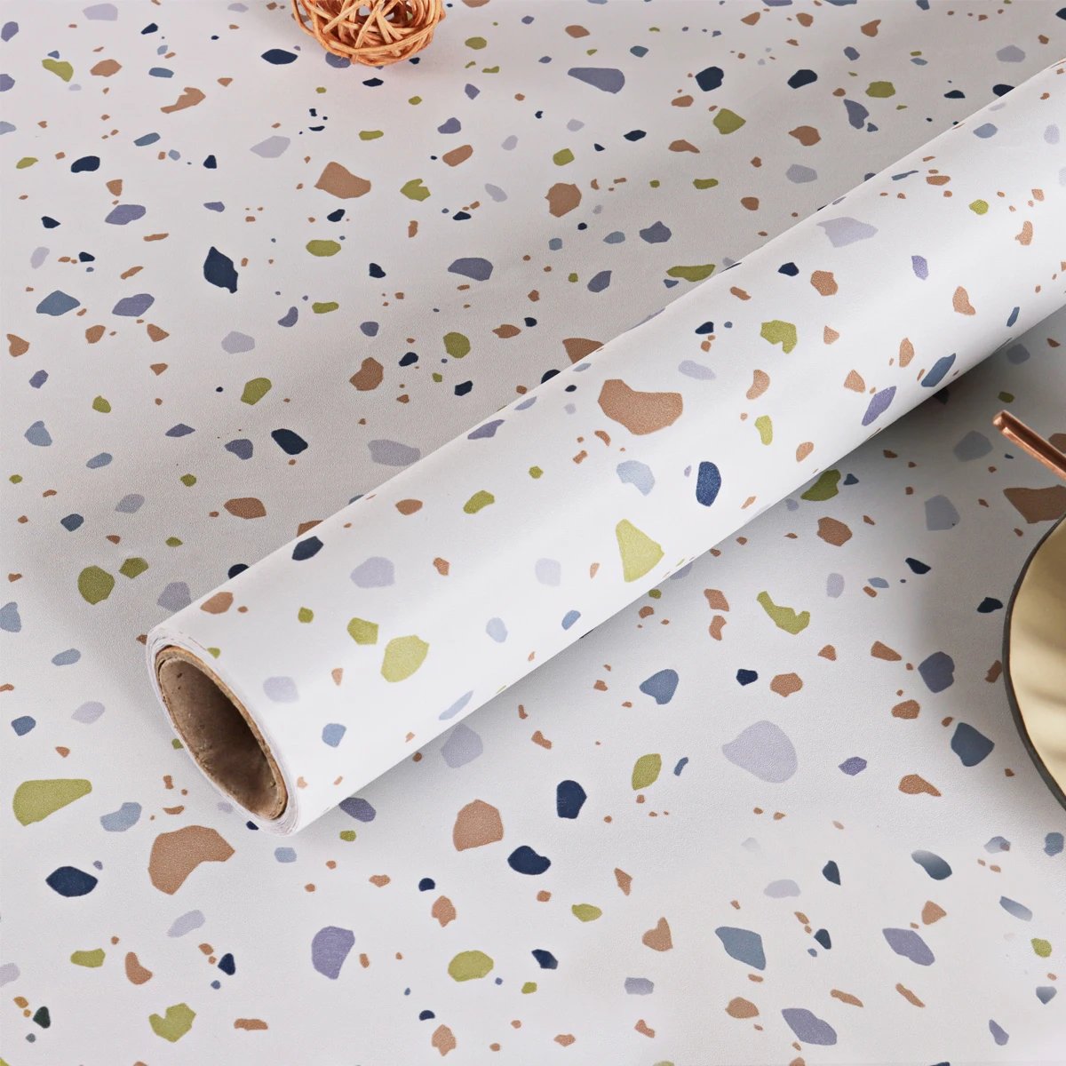 ตกแต่งบ้าน Marble กรวดวอลเปเปอร์ไวนิลห้องครัวห้องน้ำสติกเกอร์เดสก์ท็อปตกแต่งกระดาษติดต่อ