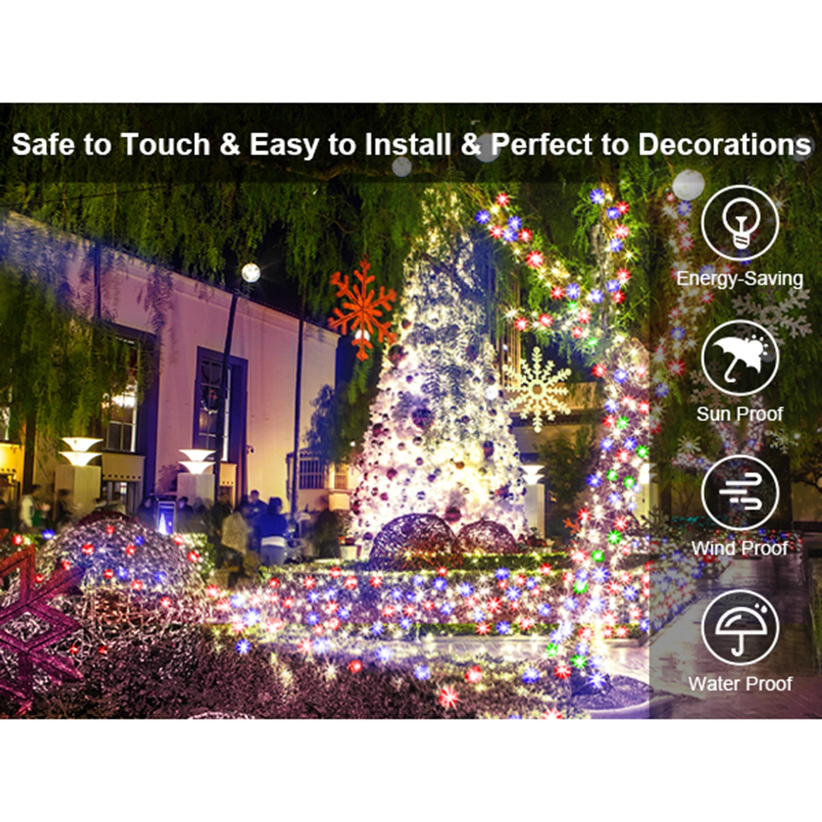 Christmas Lights Outdoor, 197 FT 580 LED Christmas Decorations Lights/Waterproof String Fairy Lights Plug in with 8 Modes and Ti