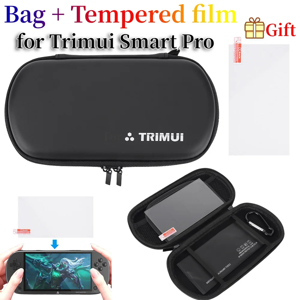 Per Trimui Smart Pro Console di gioco custodia rigida in EVA con pellicola in vetro temperato custodia protettiva in EVA custodia impermeabile