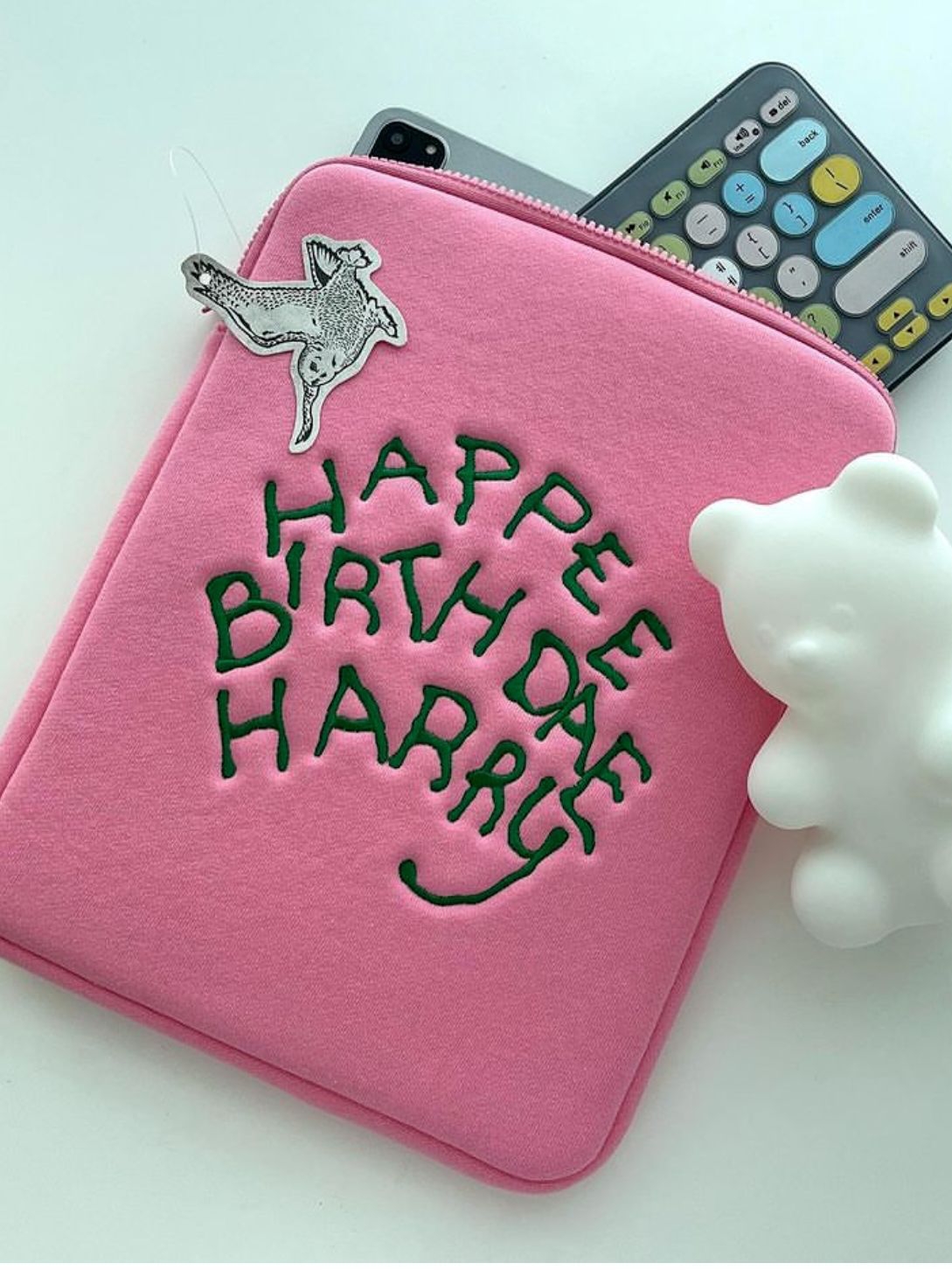 Estuche De Protección Para Tablet Y Laptop De 14 Pulgadas Estilo Coreano Japonés Funda Interior Con Letras Color Rosado