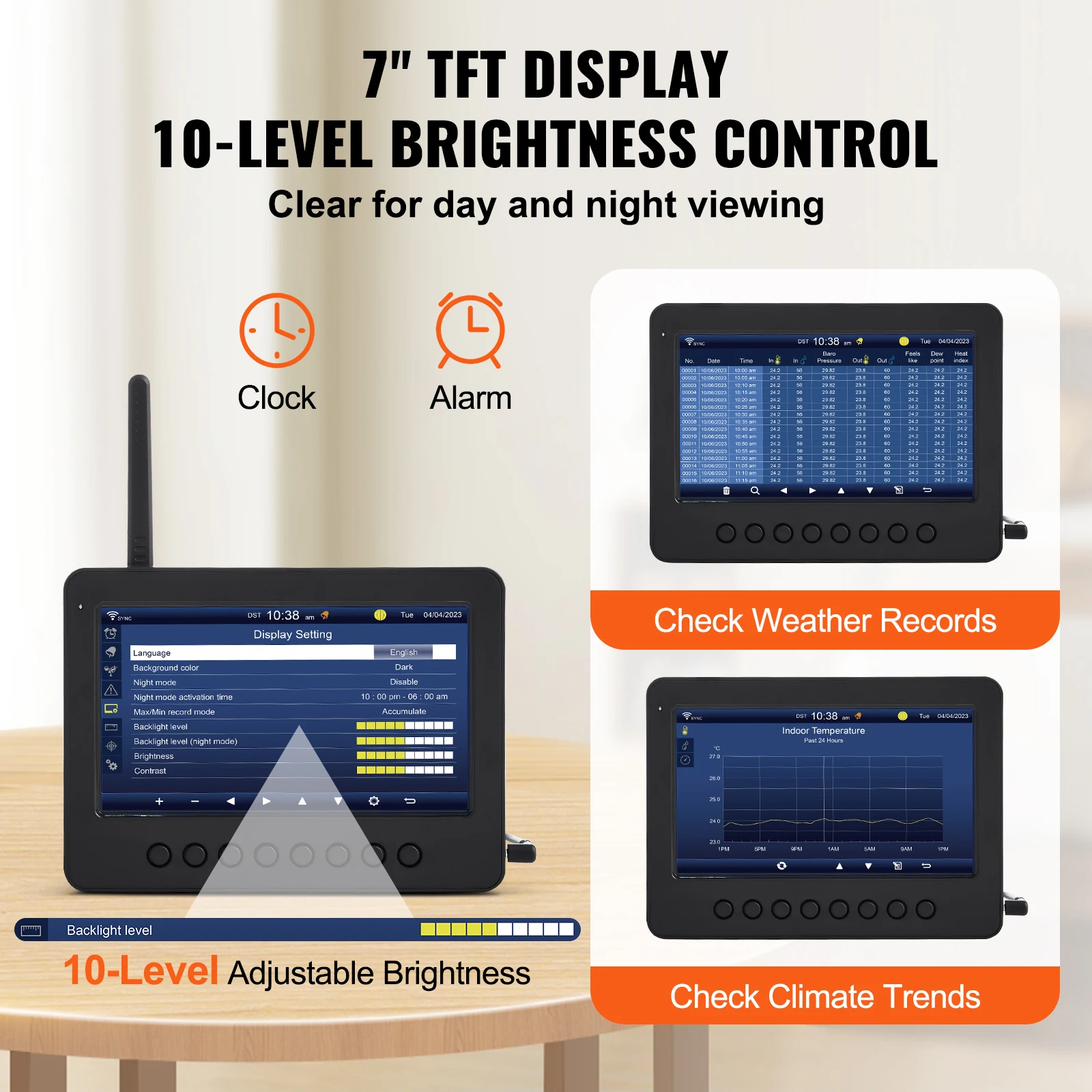 SucceBuy 7-in-1 Wireless Weather Station with Wi-Fi, 7"TFT Colorful Display & Solar-Powered Sensor for Indoor Outdoor Monitoring