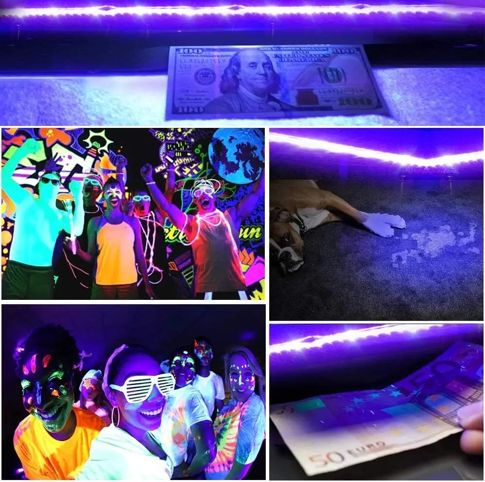 Striscia luminosa a LED UV Striscia LED flessibile Lampada UV ultravioletta 395-405nm Luce nera 2835 SMD DC5V Nastro LED per Glow Party