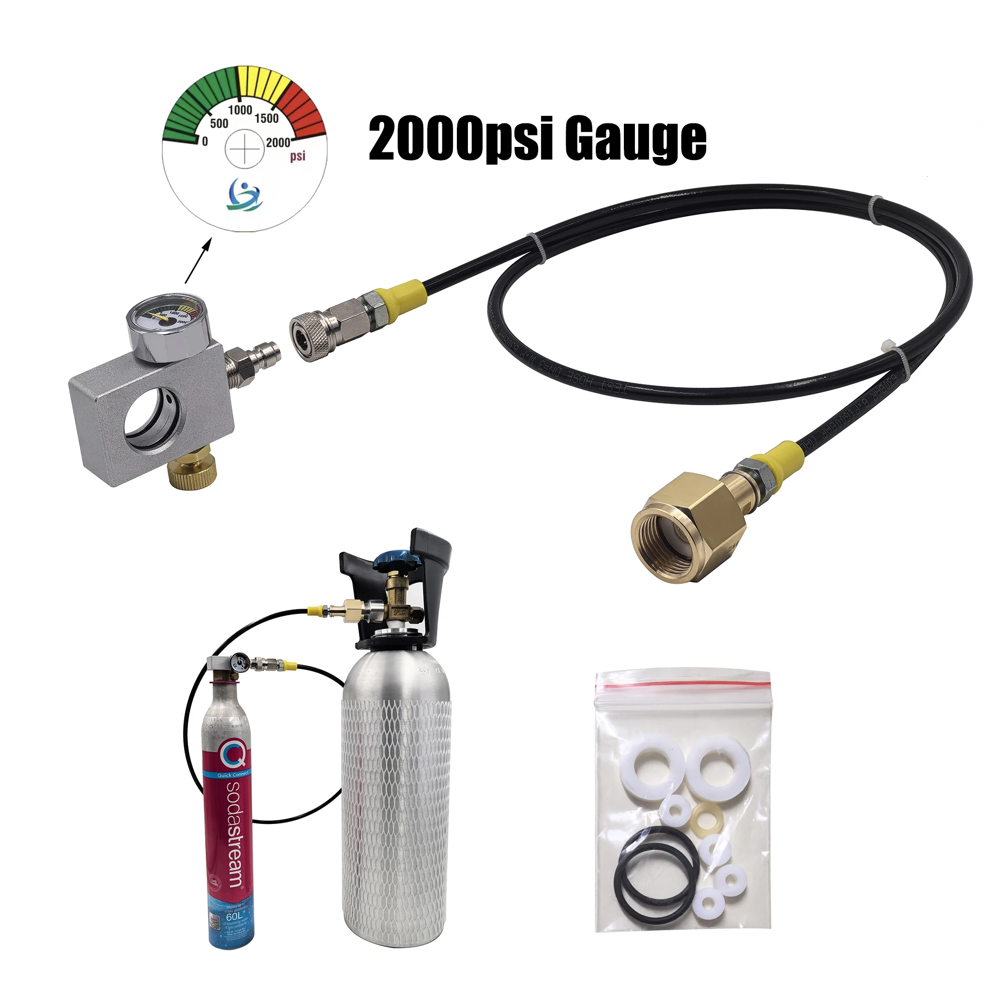 2025 Carbon Dioxide Cylider Filling Adapter Hose Carbonator Refill Fill Station for Pink CO2 Cylinder Bottle DUO Terra Art Gaia