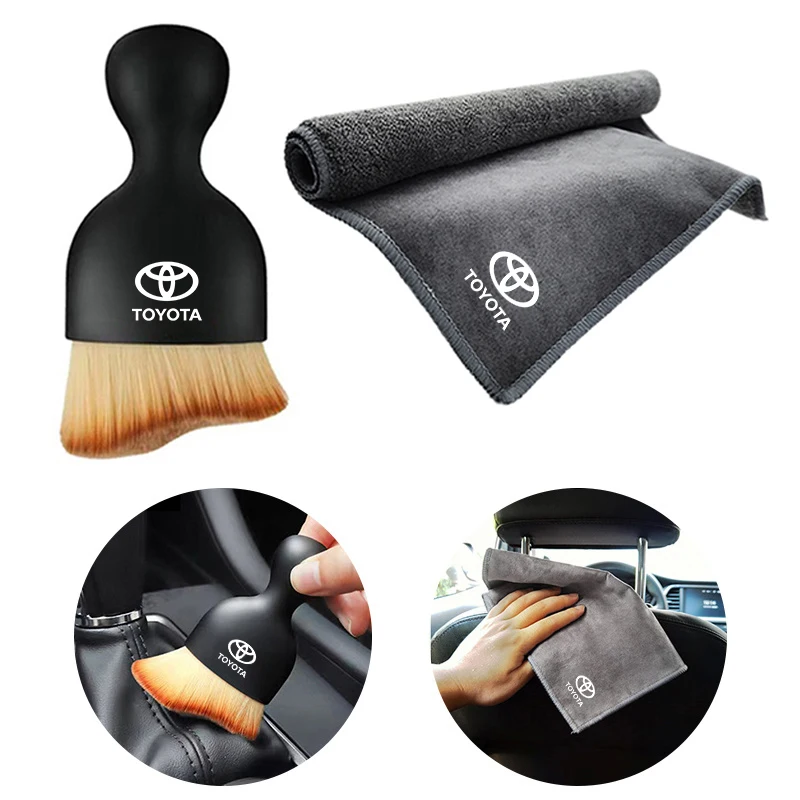 Herramienta de cepillo suave para limpieza Interior de coche, eliminador de polvo, toalla de lavado de gamuza, accesorio automático para Toyota Corolla Prius Yaris Rav4 CHR Aygo