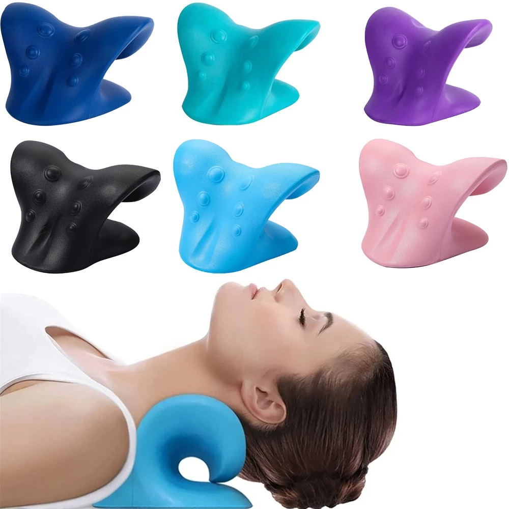 Columna Cervical estiramiento cuello hombro relajante relajación muscular Cervical dispositivo de tracción hombro masaje almohada corrección de la columna vertebral