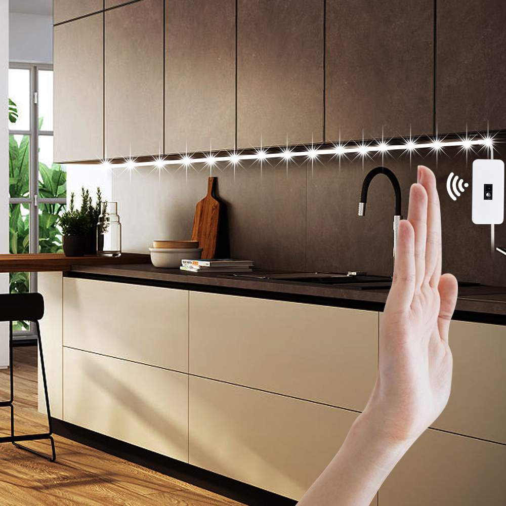 Lámpara de 5V CC, retroiluminación LED de movimiento USB, TV, cocina, tira LED, barrido manual, Sensor de encendido y apagado, luces de diodo de luz, cinta de doble cara