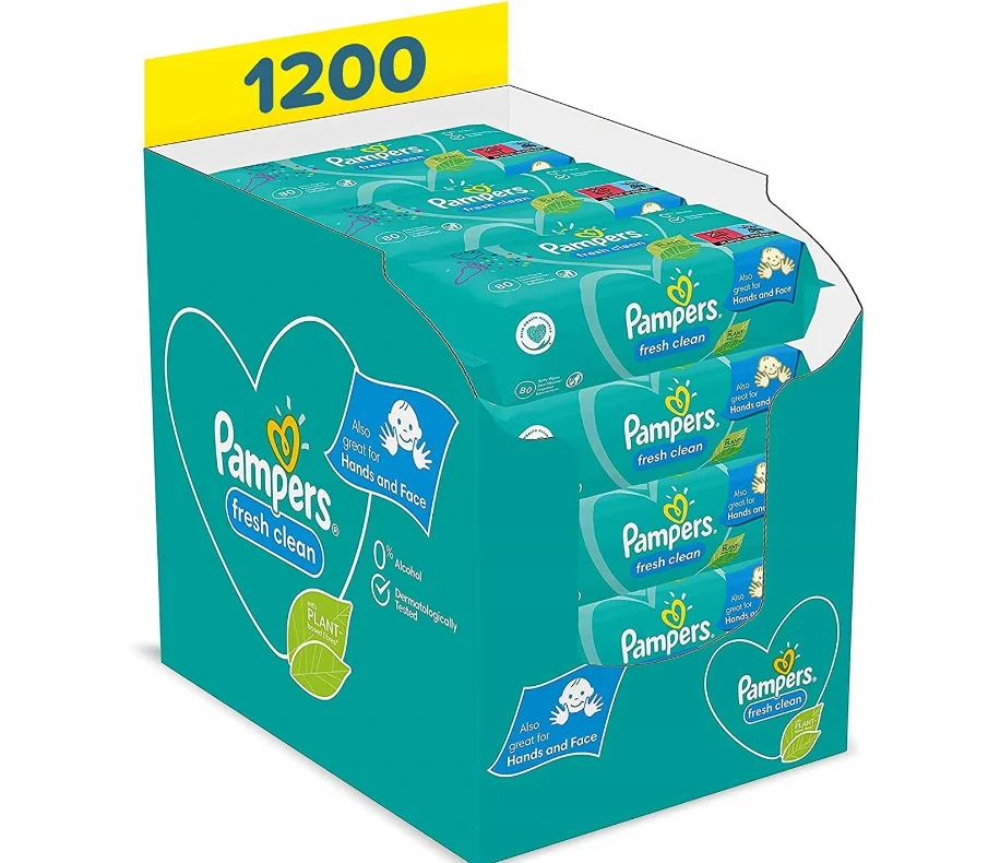 PAMPERS FRESH CLEAN chusteczki nawilżane dla dzieci op. 15x80 szt