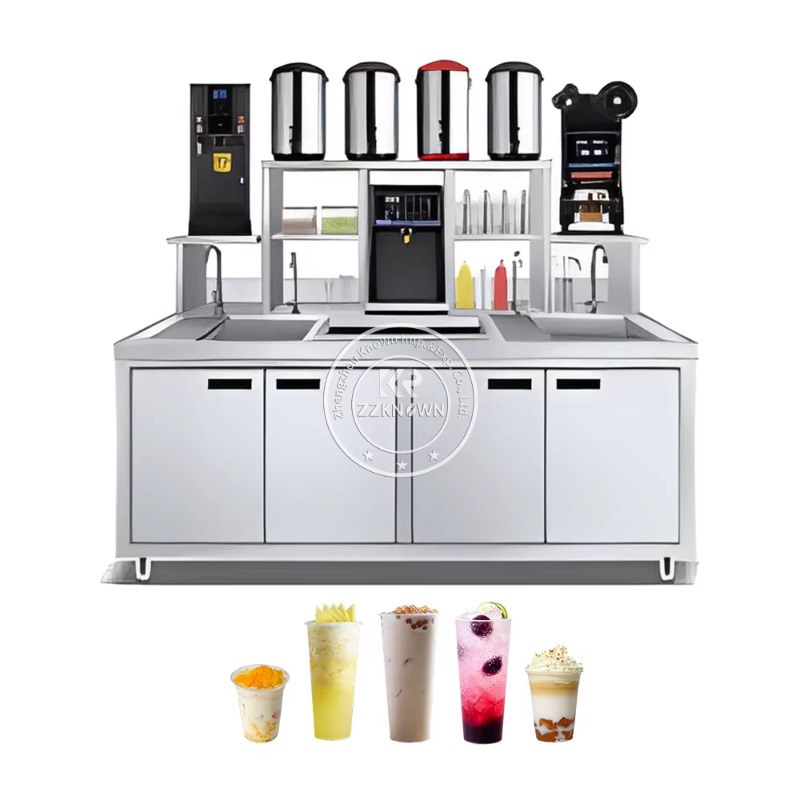 Oem 2024, acero inoxidable, té de la leche, bebidas, agua, Bar, mesa de centro, conjunto moderno, muebles, restaurante comercial