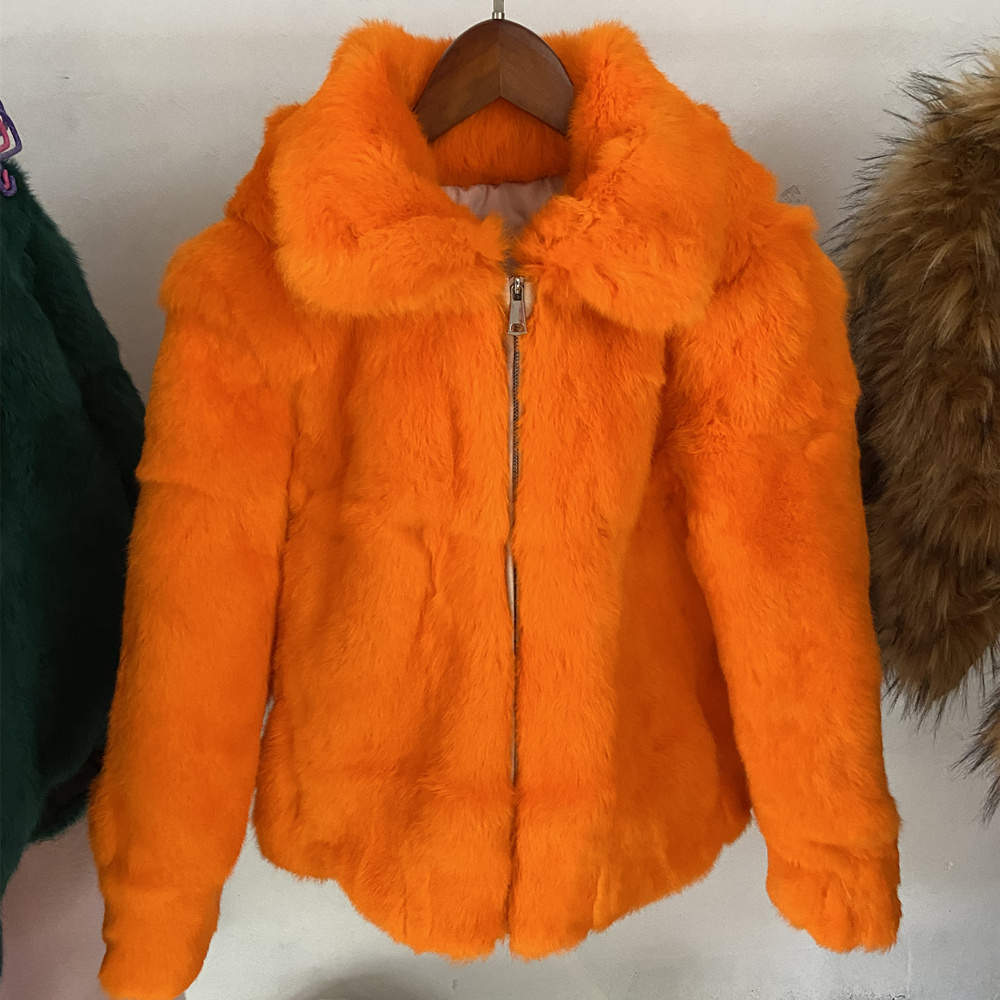 女性のための天然ウサギの毛皮のコート,豪華なオーバーコート,コールドジャケット,豪華なラニ,冬,プロモーション,2023
