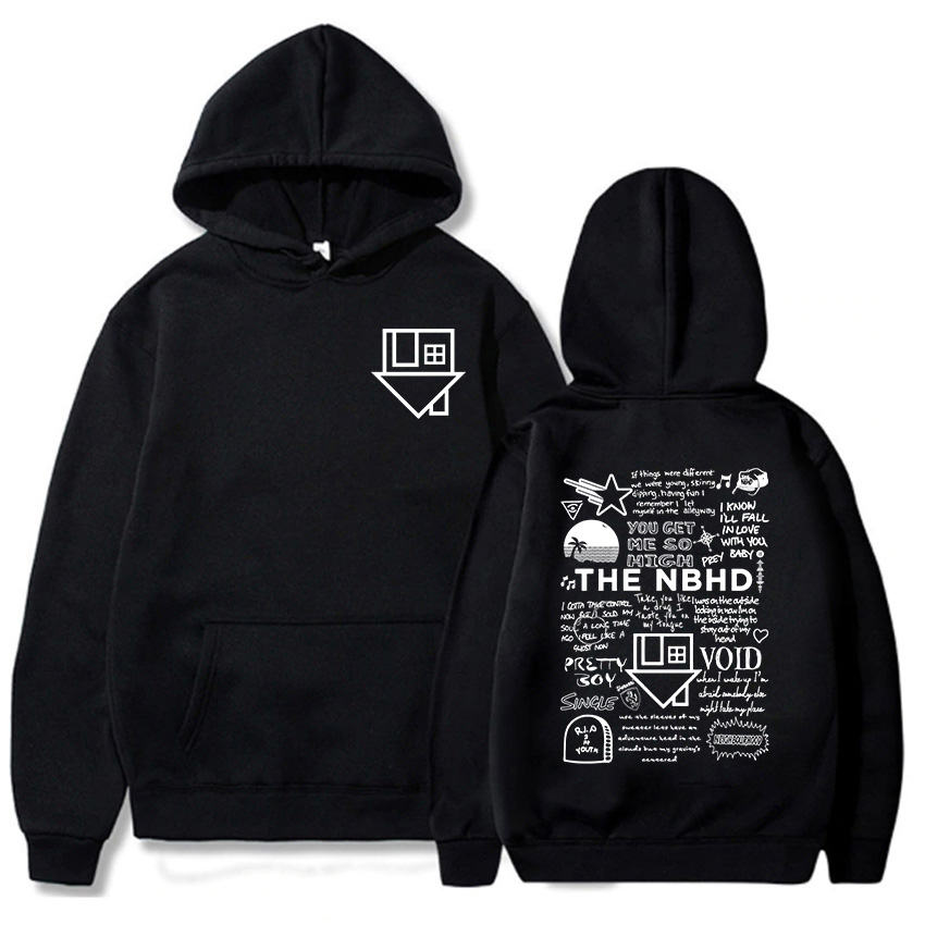 Ropa de calle, Sudaderas con capucha con gráficos de Hip Hop Unisex, sudaderas con estampado de banda NBHD del vecindario, Sudaderas masculinas de manga larga, Tops de invierno